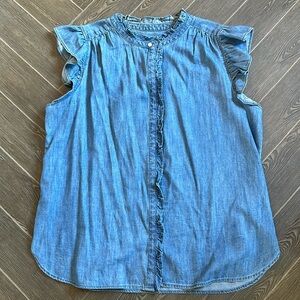 LOFT Blue Ruffle Sleeve Blouse